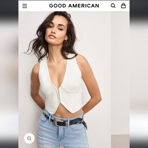 NWT Good American Demin Vest Top in Cloud White in XL